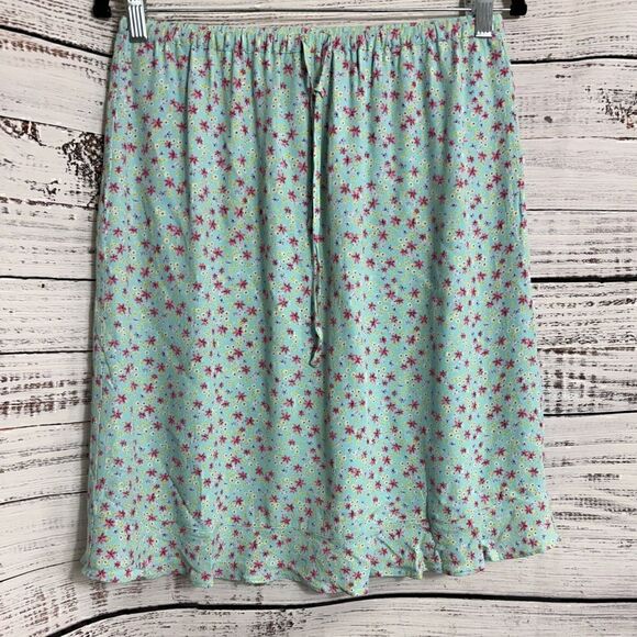 Ll Bean skirt womens Size Small Petite floral ruffle hem drawstring rayon spring - Picture 1 of 11